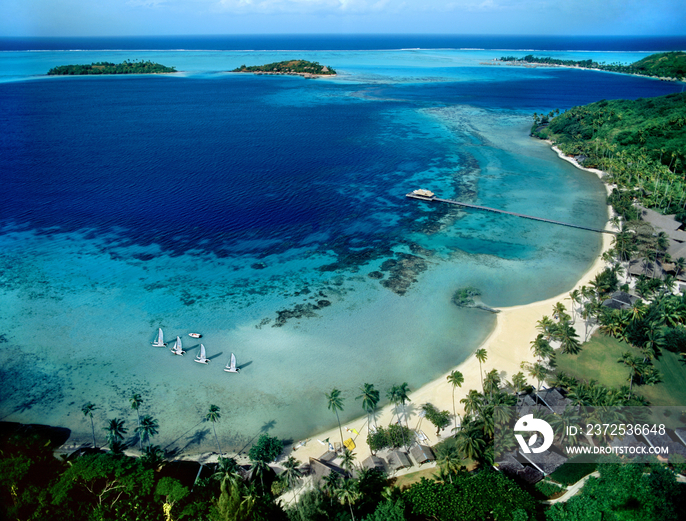 Polynesia, French Polynesia, Bora Bora, aerial view