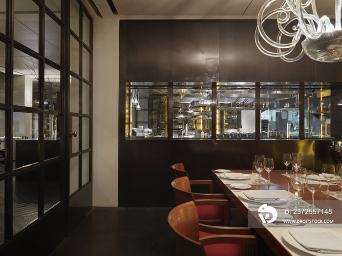 Dining area in modern restaurant