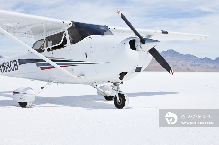 Cessna aircraft on Bonneville Salt Flats