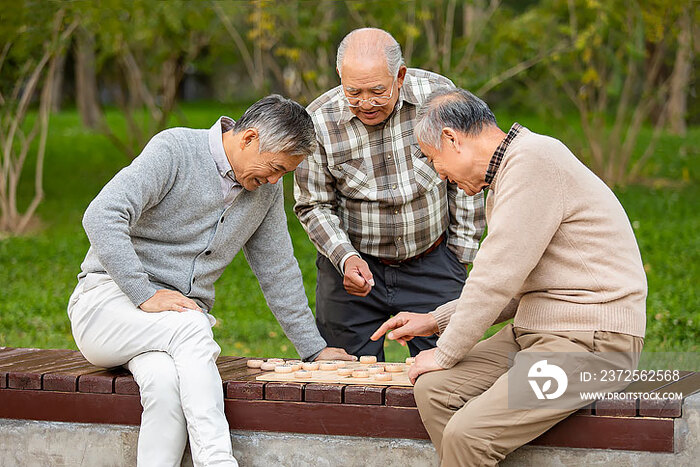 快乐的老年人下象棋