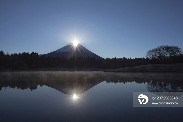 Glittering Light on the Summit of Mount Fuji, Minamitsuru-gun, Yamanashi Prefecture, Japan