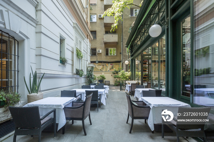 Beautiful restaurant summer terrace interior