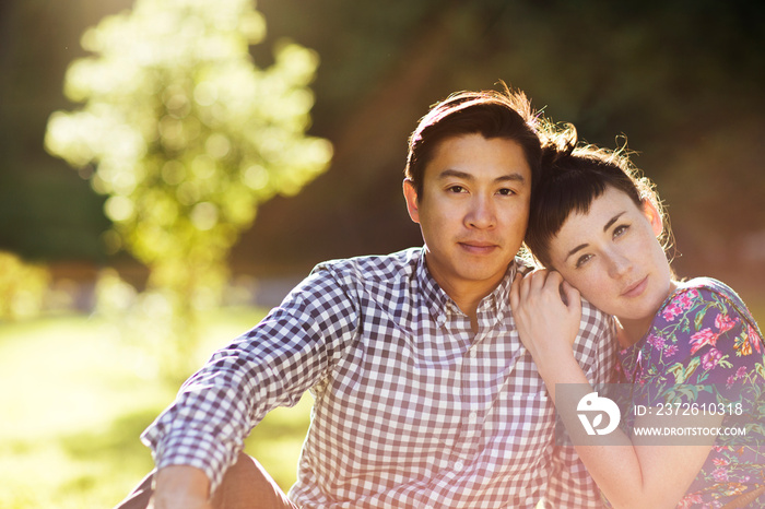 Mid-adult couple in sunlight