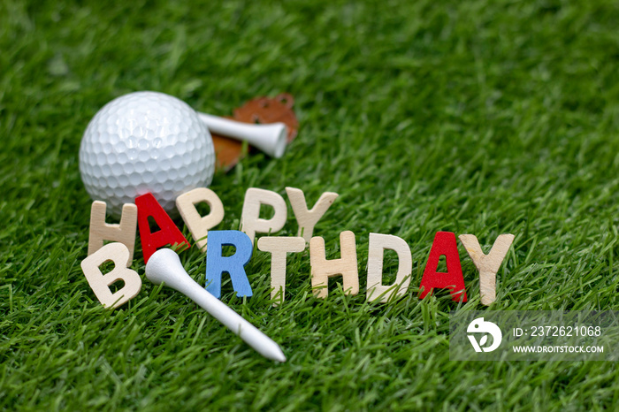 Happy birthday to golfer on green grass