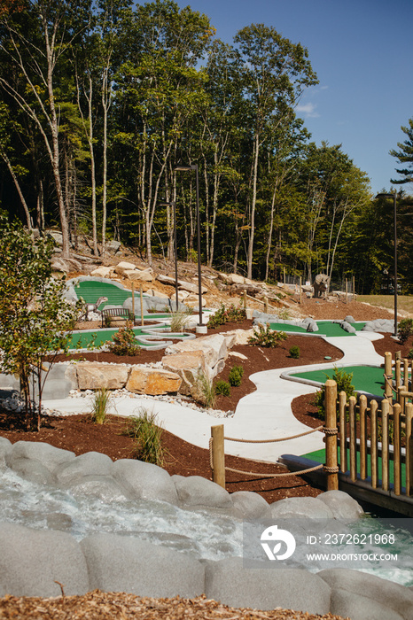 View of miniature golf course against trees