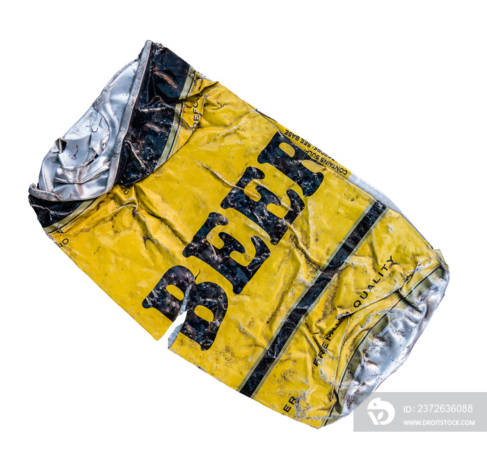 Flattened Yellow Beer Can