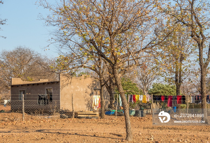 Rural African village lifestyle setting image in horizontal format