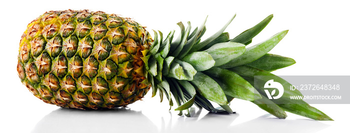 Ripe fresh pineapple, isolated on white