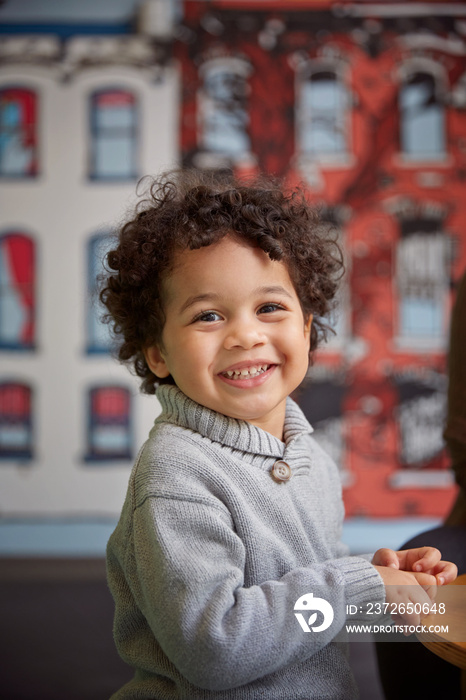 Portrait of boy (2-3) smiling