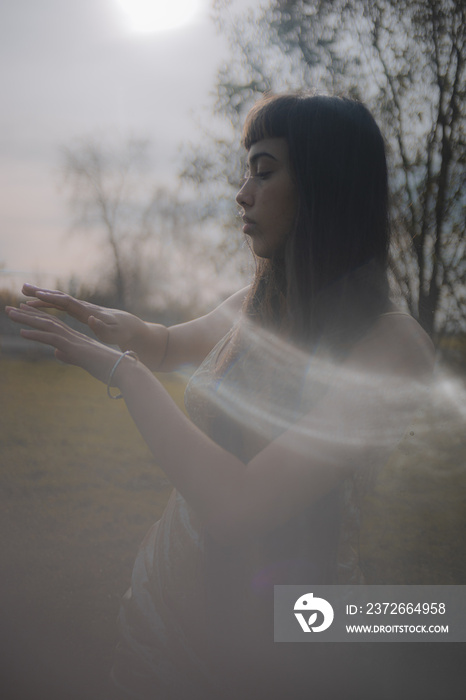 Woman dancing in nature