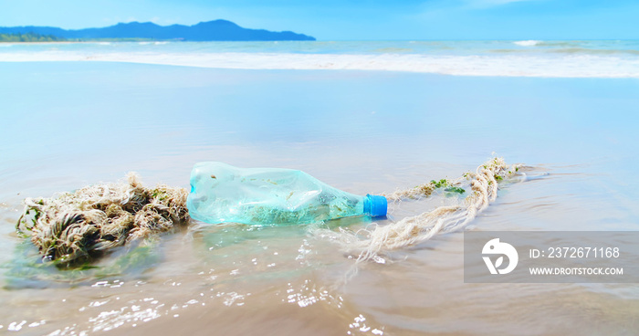 pet plastic bottle on beach