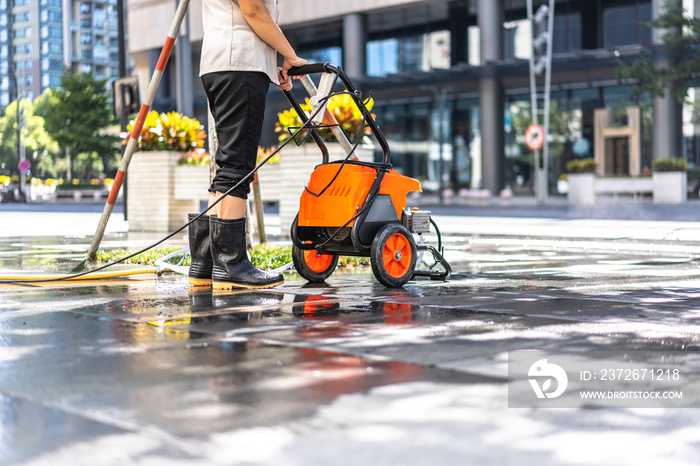 cleaning floor