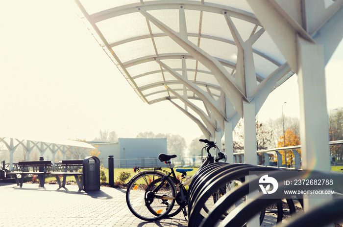 close up of bicycle street parking outdoors