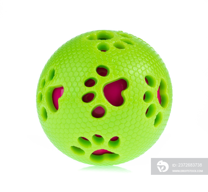 Green ball toy for pet isolated on white background