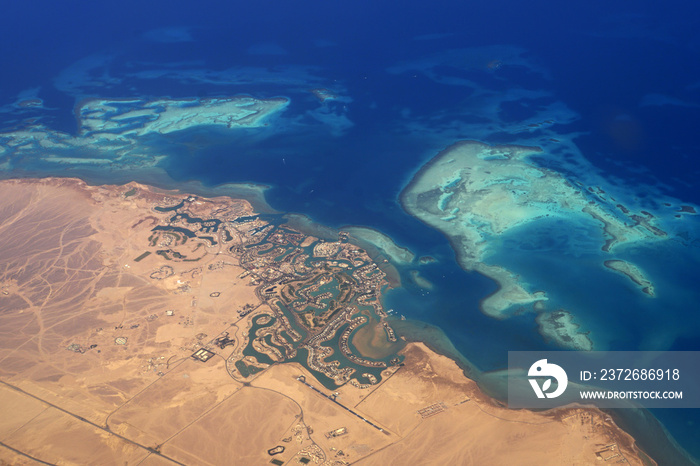 Luftaufnahme der Ferienstadt El Gouna