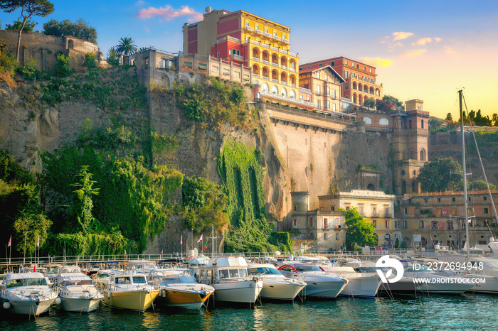 Port Marina Grande in Sorrento town. Amalfi coast, Campania, Italy