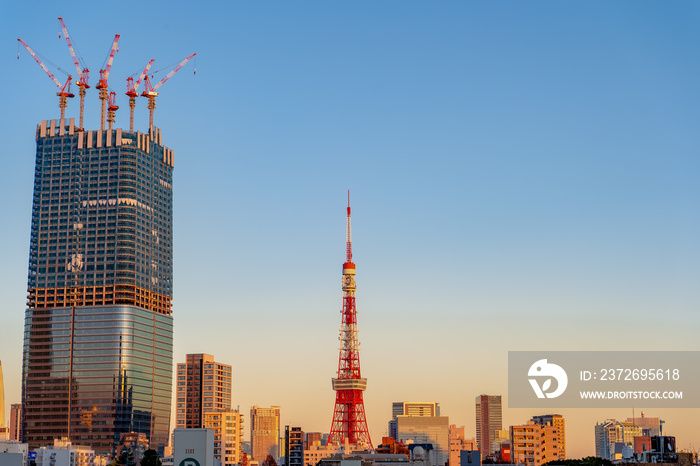 東京都港区六本木から見た夕方の東京の都市景観