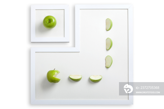 木板上排列的苹果