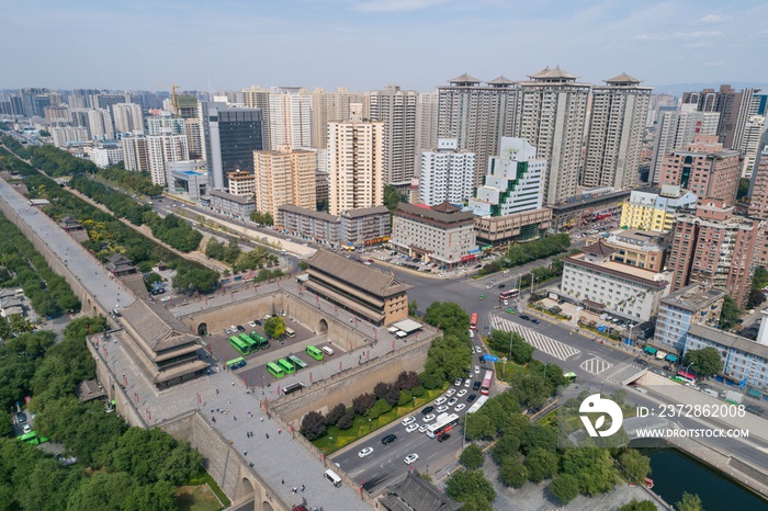 Xian old town in China aerial drone photo