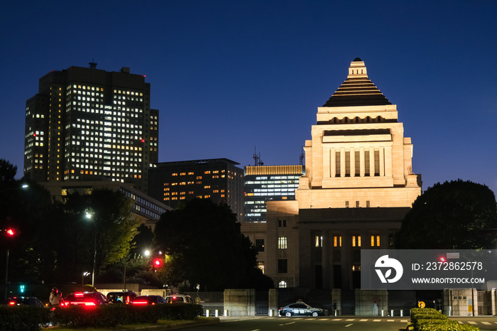 東京都千代田区 夜の国会議事堂