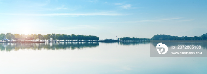 Broken Bridge Scenic Spot in the beautiful West Lake of Hangzhou, China