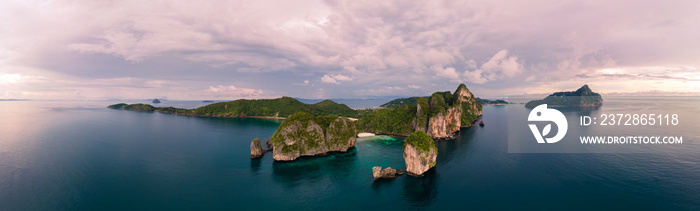 Koh Phi Phi Thailand，Turquoise clear water Thailand Koh Pi Pi，Koh Phi-Phi D的风景鸟瞰图