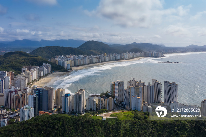 Asturias beach in Guaruja, Sao Paulo, Brazil, seen from above