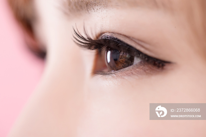 close up of woman eyelashes