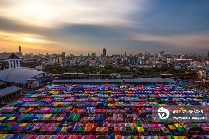 Train night market in Bangkok