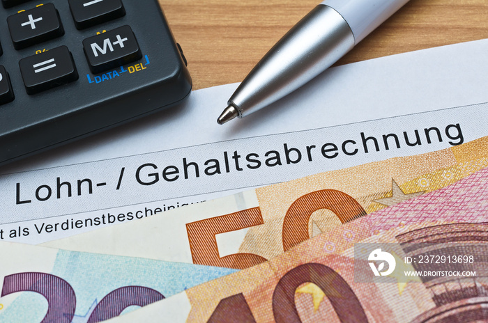 Verdienstabrechnung - Einkommen - Lohnabrechnung - Gehaltsabrechnung - Finanzamt