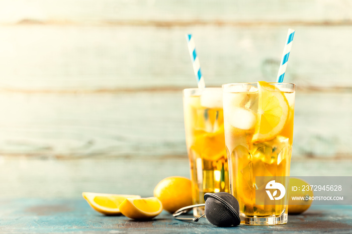 iced sweet tea refreshing cold summer drink or lemonade