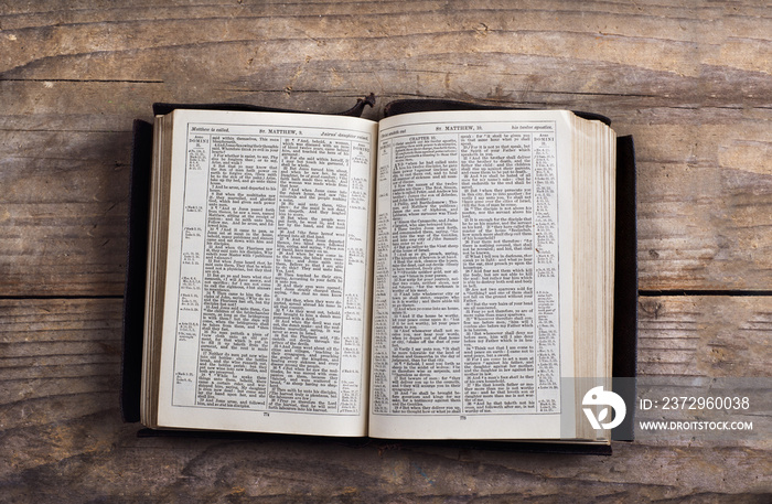 Bible on a wooden desk