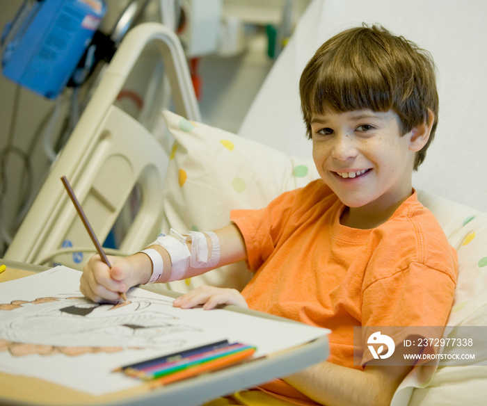 Little Boy in Hospital Feeling Much Better