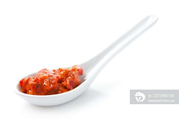 一勺ajvar，美味的烤红辣椒和茄子