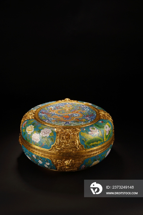 铜鎏金珐琅盖盒