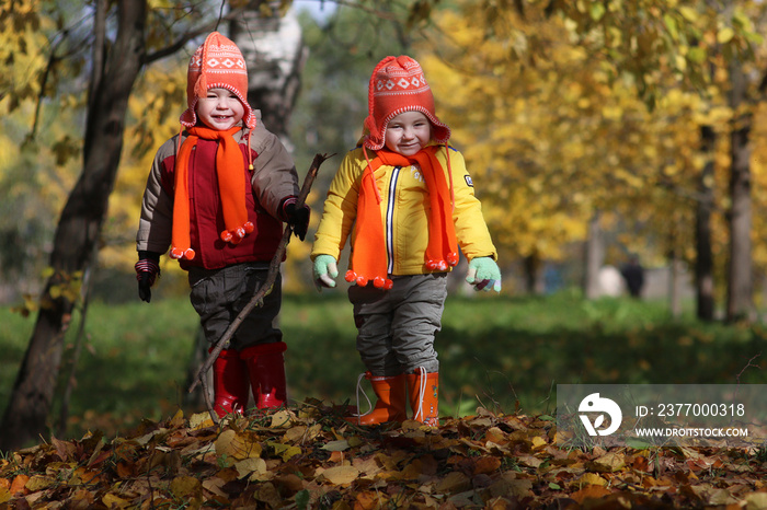 A young kids in a park walk