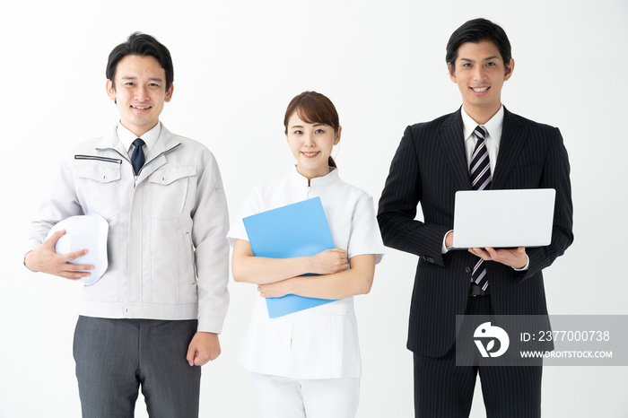 portrait of asian business people on white background