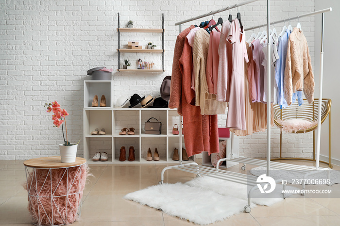 Stylish interior of dressing room