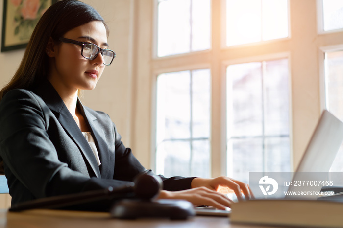 Lawyer business women consultant working with laptop in office.