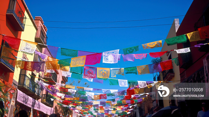 Traditional Mexican decorations in celebration of Cinco de Mayo.