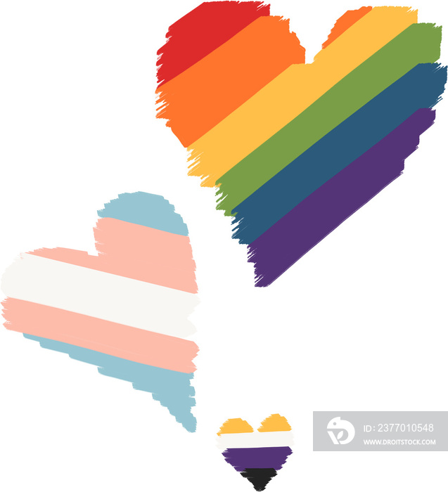 LGBTQIA+ diverse pride hearts