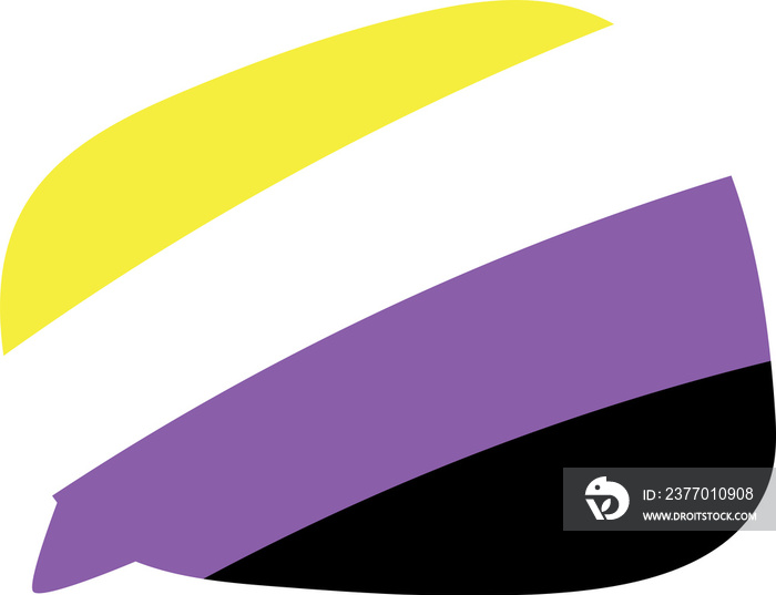 Yellow, white, purple and black colored speech bubble icon, as the colors of the non-binary flag. LGBTQI concept. Flat design .