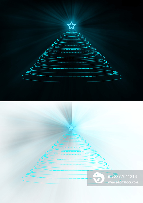 christmas tree with hud hologram blue light shiny