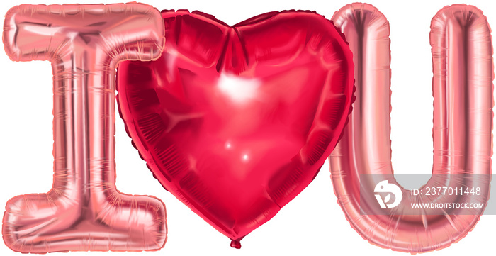 I love you png, Valentines balloons gift, Air balloon heart shape, pink and red balloons, realistic 3d balloon with a transparent background