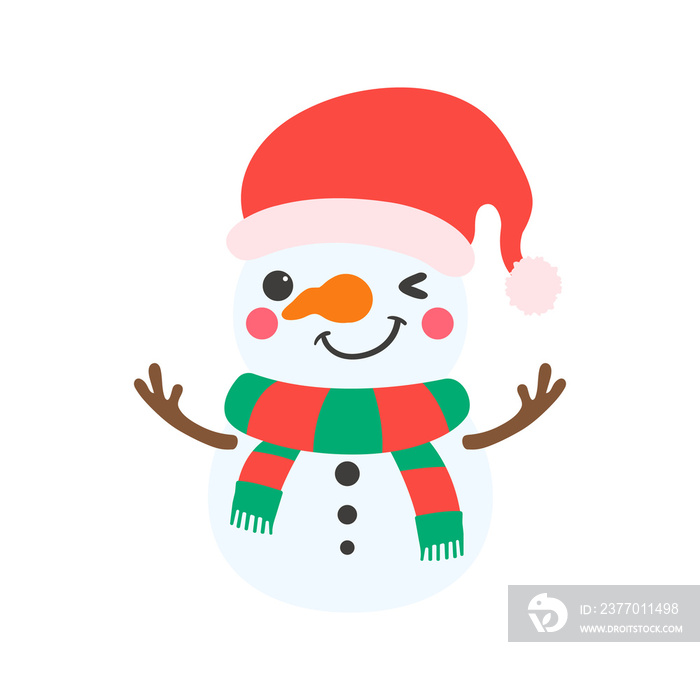 Snowman cartoon vector. Snowballs molded into Snowman. Decorate with winter sweaters for Christmas.