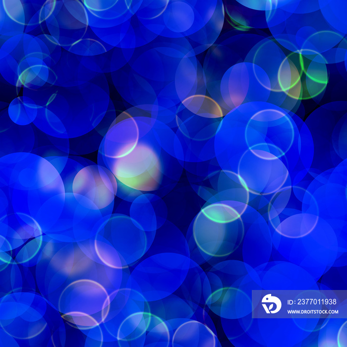 Navy blue party circles background with illumination pink green bokeh, birthday night wallpaper