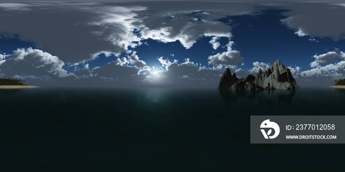 panorama of a stormy sea, HDRI, environment map , Round panorama, spherical panorama, equidistant projection, 360 high resolution panorama  3d rendering,