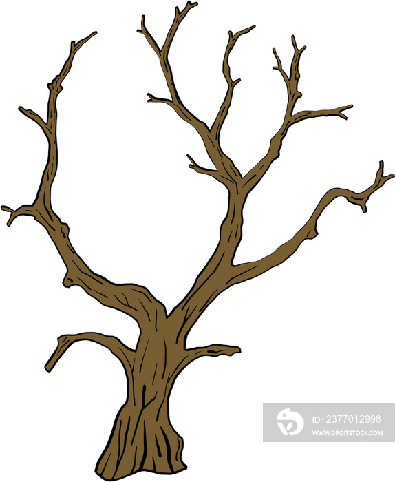 simplicity halloween dead tree freehand drawing silhouette flat design.