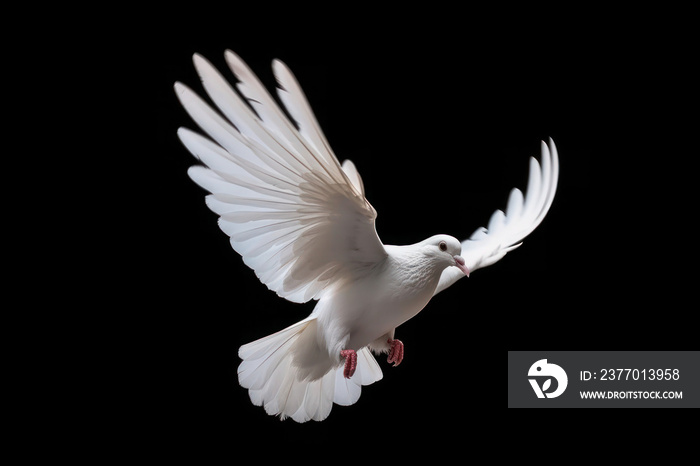 white dove isolated on black