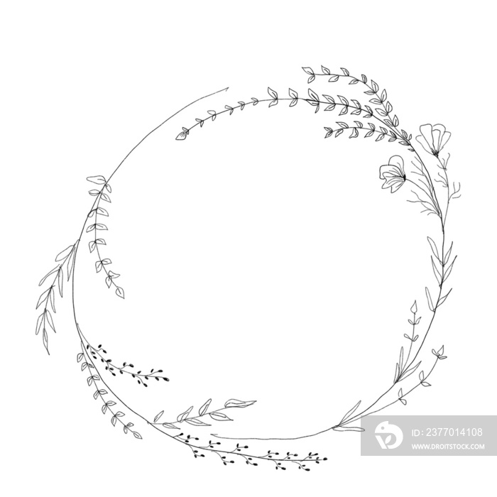 Minimal Line Wreath Illustration